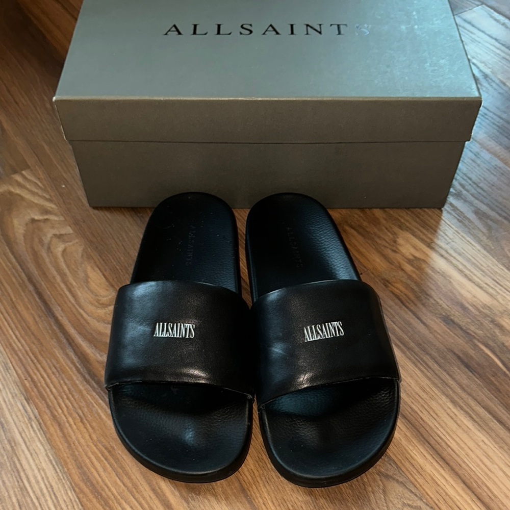 All Saints Black Sandals Minimalist Design